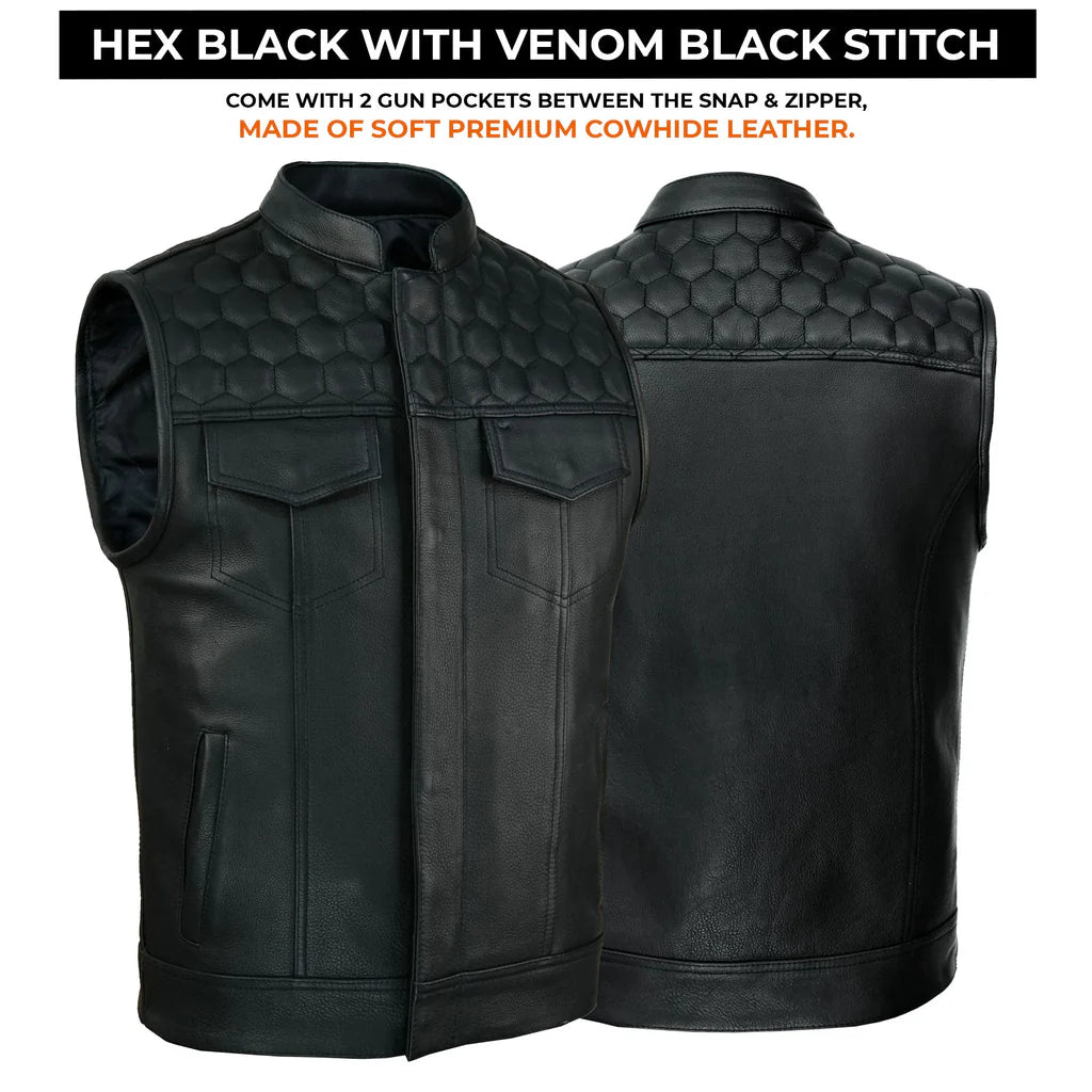 SOA Honeycomb Leather Vest (Black)