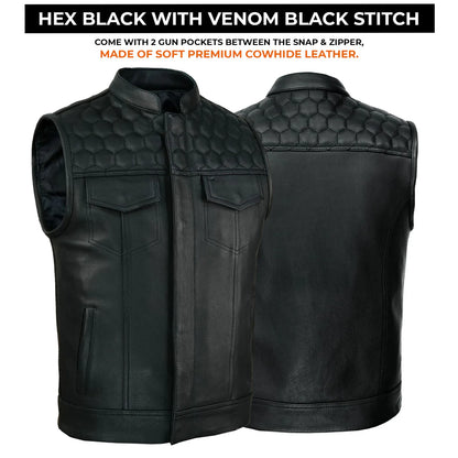 SOA Honeycomb Leather Vest (Black)