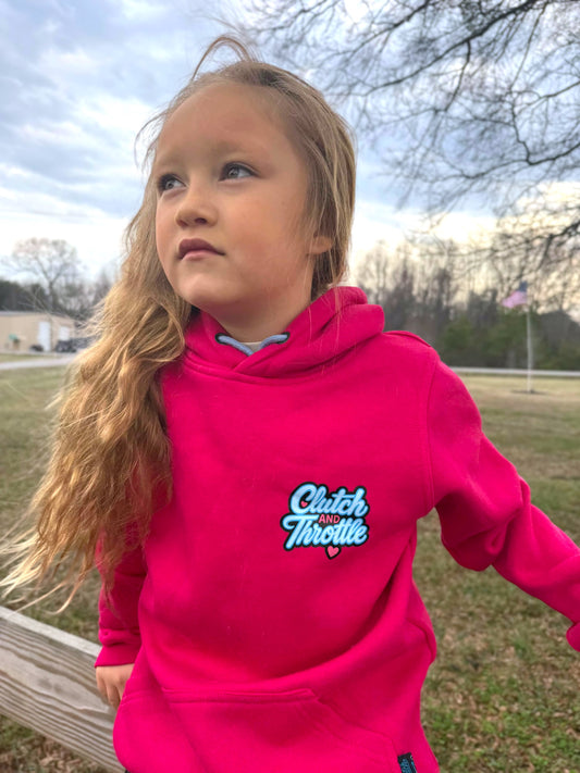 Youth Girly Pop Pullover Hoodie (Hot Pink)