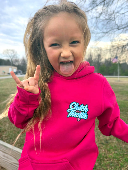 Youth Girly Pop Pullover Hoodie (Hot Pink)