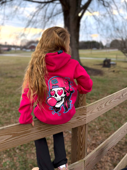 Youth Girly Pop Pullover Hoodie (Hot Pink)