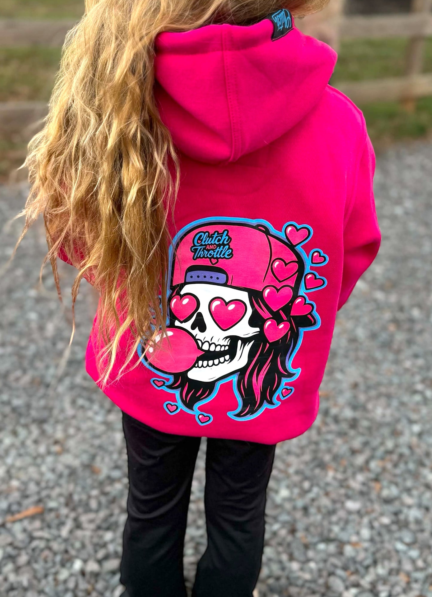 Youth Girly Pop Pullover Hoodie (Hot Pink)
