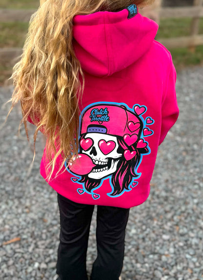 Youth Girly Pop Pullover Hoodie (Hot Pink)