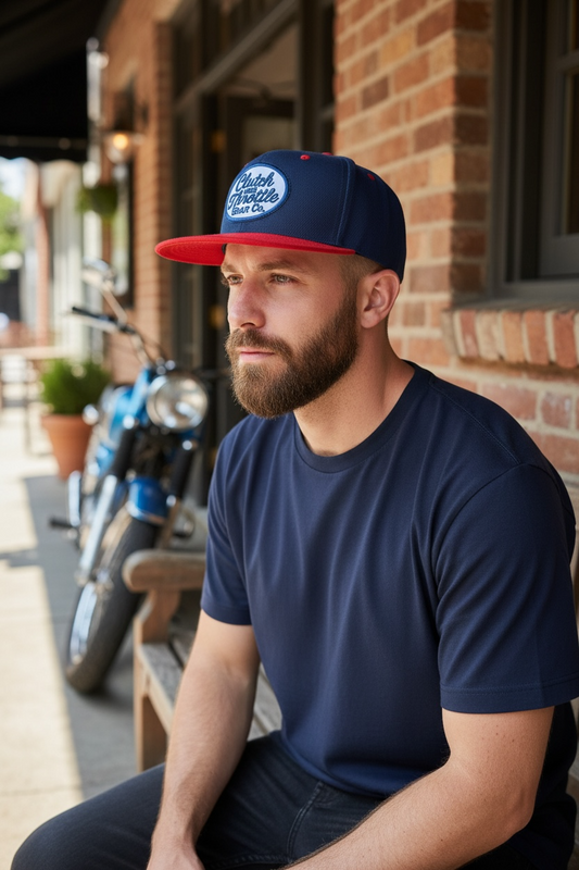 Grease Monkey Snapback (Blue/Red)