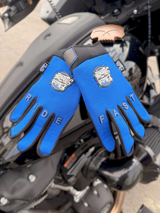 OG Crest Motorcycle Gloves (Blue)
