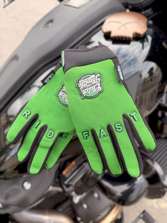 OG Crest Motorcycle Gloves (Green)