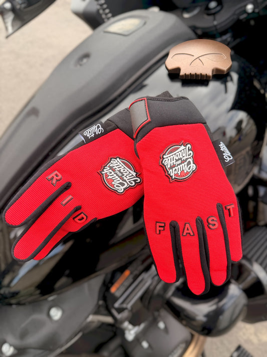 OG Crest Motorcycle Gloves (Red)