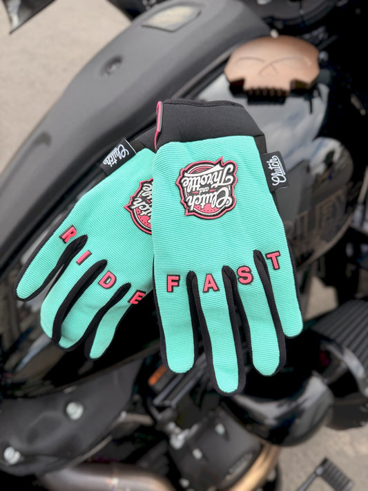 OG Crest Motorcycle Gloves (Tiffany Green)