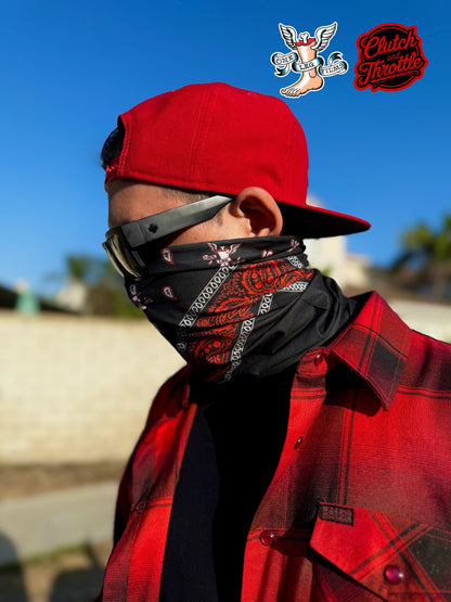 One Leg Films Paisley Neck Gaiter (Black/Red)