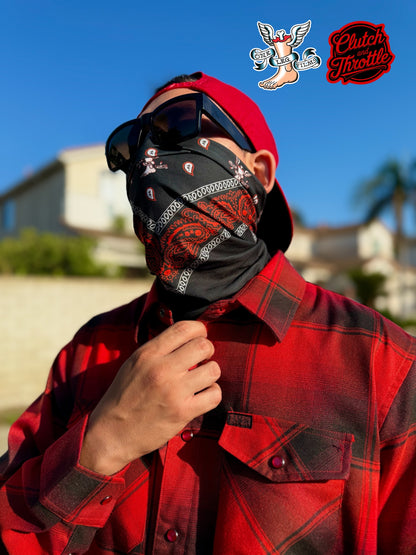 One Leg Films Paisley Neck Gaiter (Black/Red)