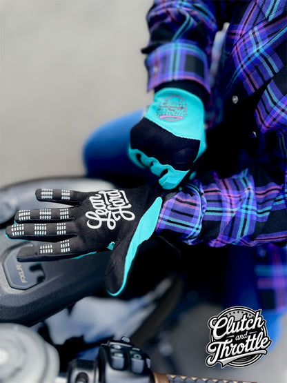 OG Crest Motorcycle Gloves (Sky Blue)